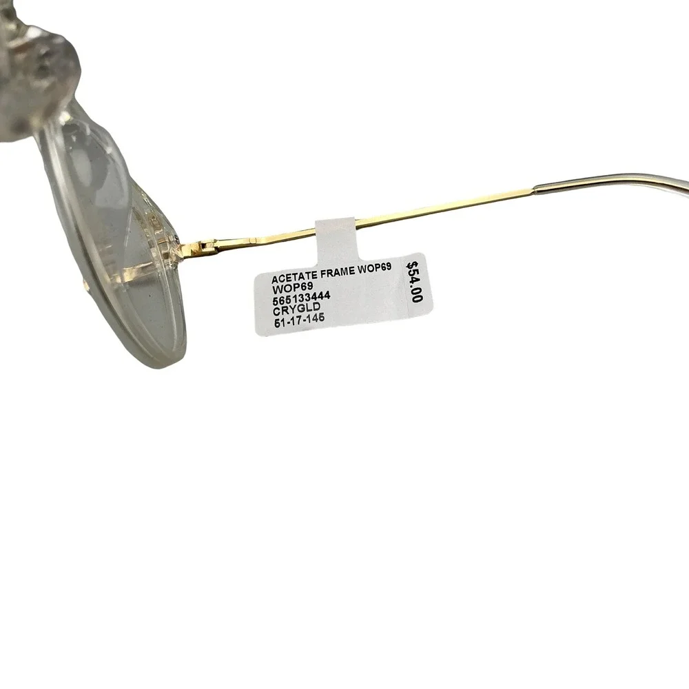 WOP69 Crystal Gold Clear Eyeglasses Cat Eye Frame WOP69 CRYGLD 51-17-145 NEW